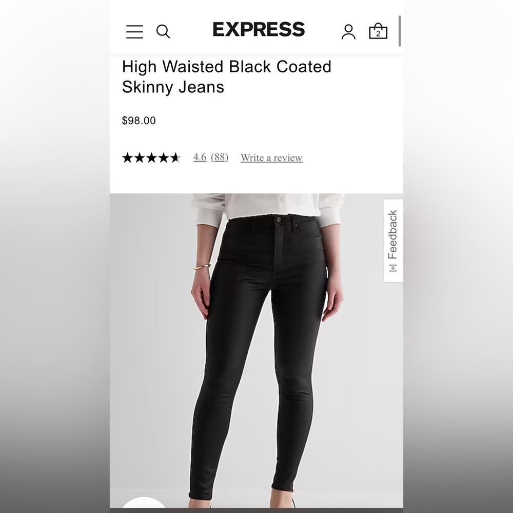 Express High Waisted Black Coated Skinny Jeans